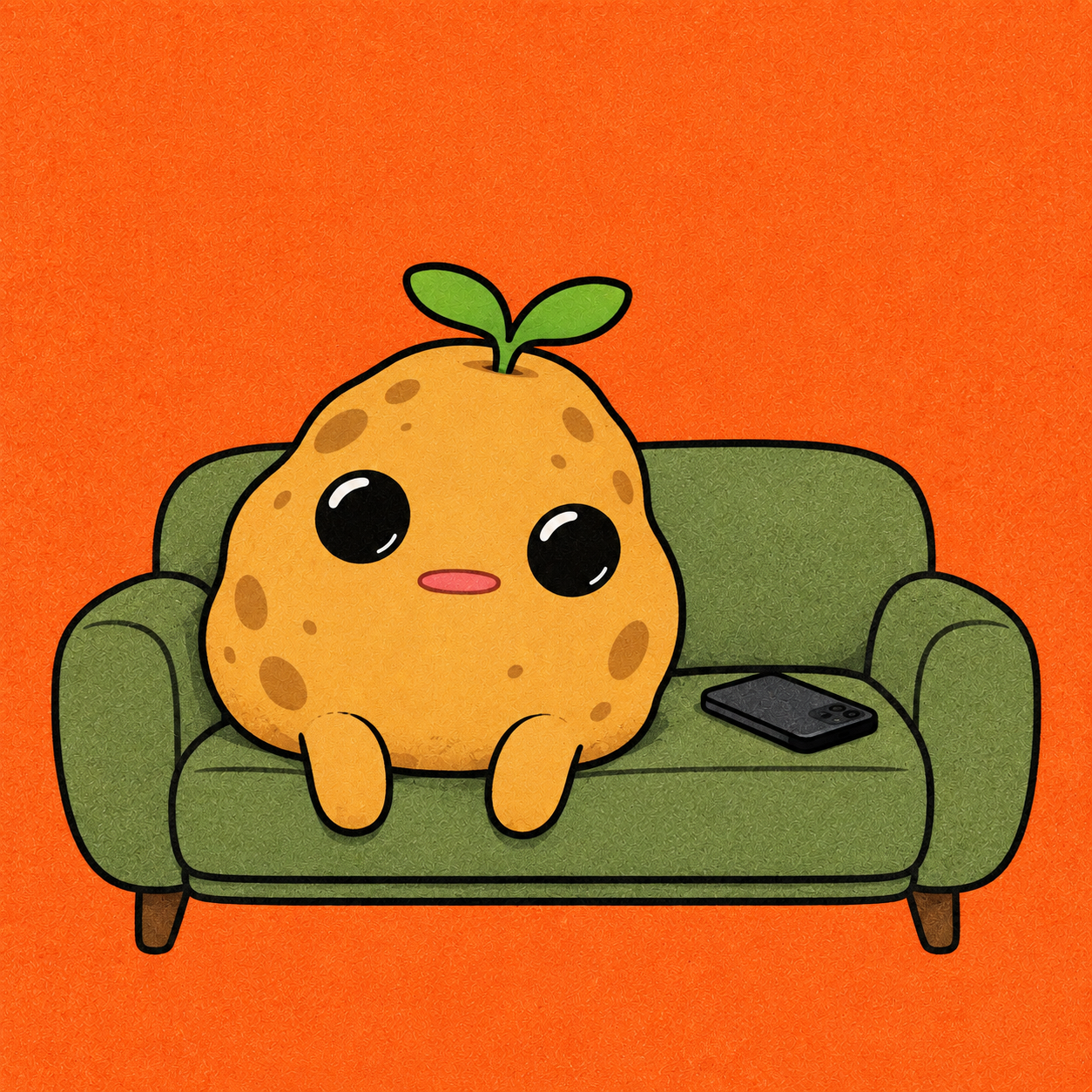 Spud on a couch